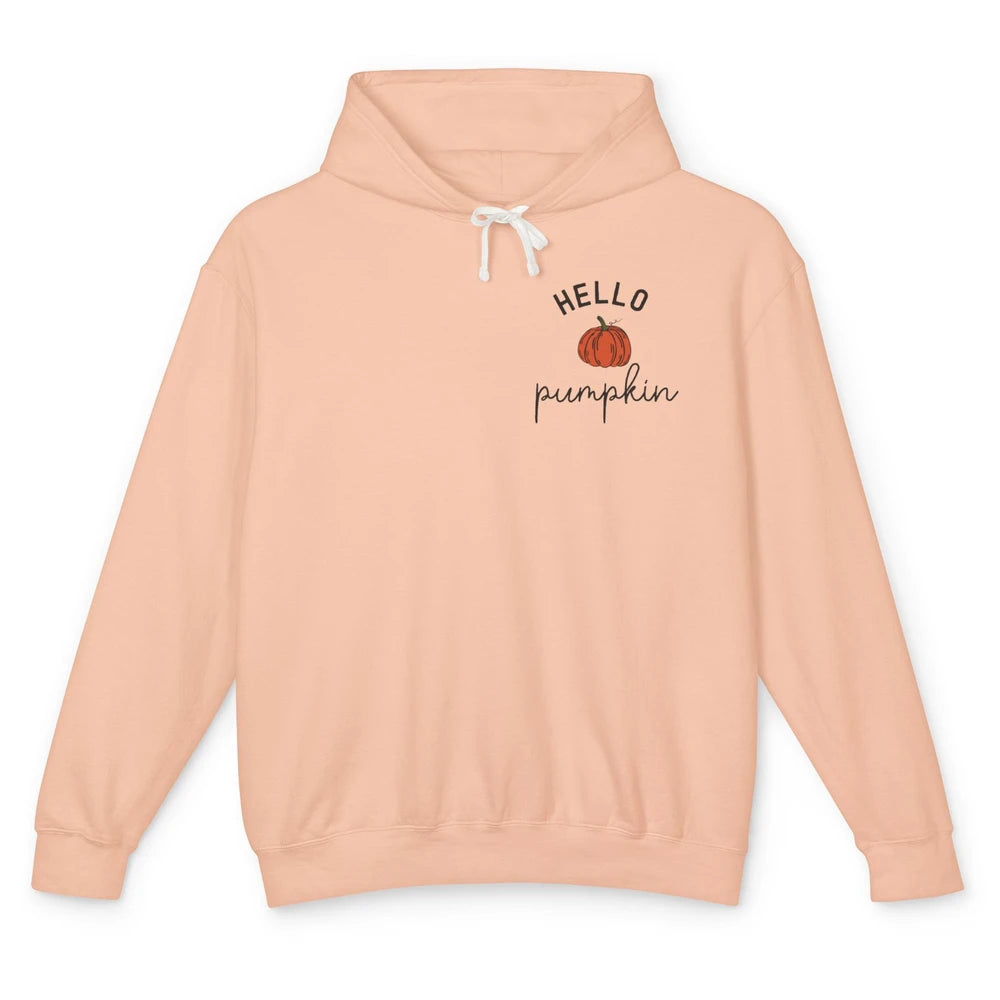 Pumpkin Halloween Hello Pumpkin Fall Thanksgiving Pocket Unisex Lightweight Hoodie