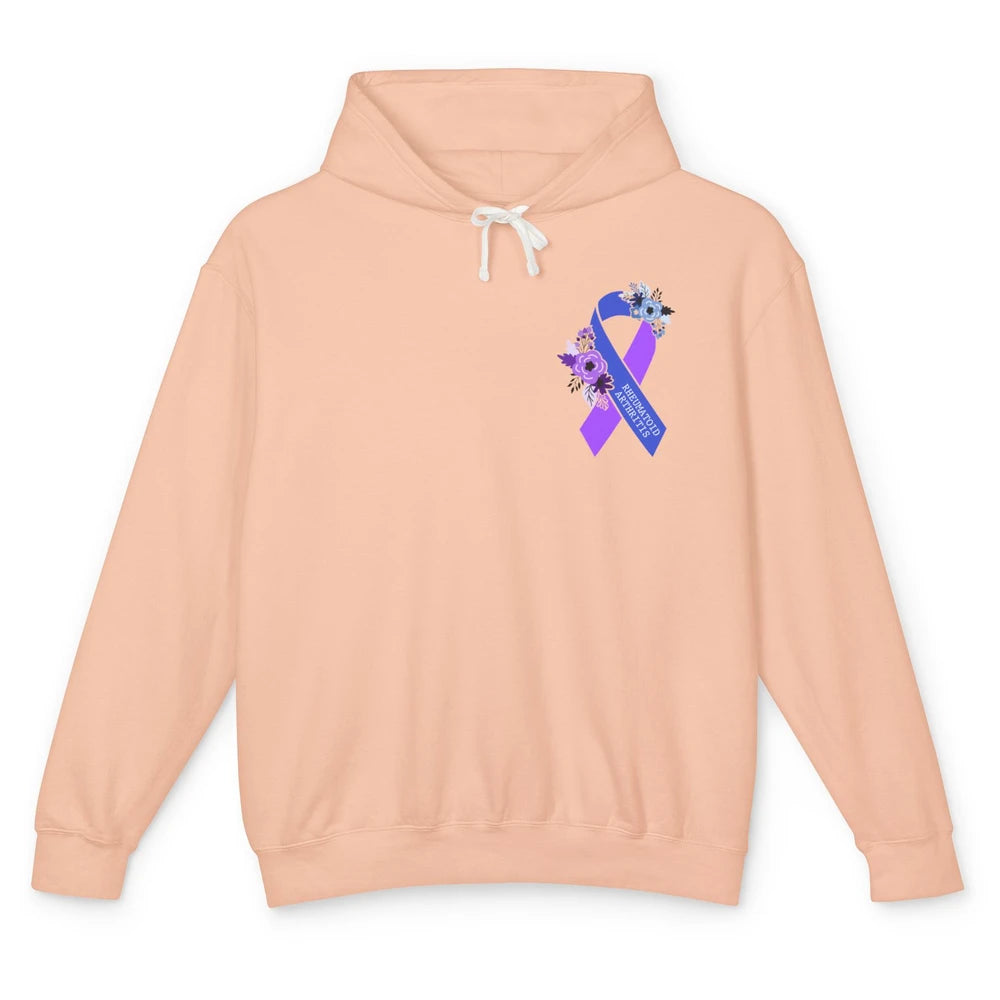 Rheumatoid Arthritis RA Awareness Support Blue Purple Ribbon Unisex Lightweight Hoodie
