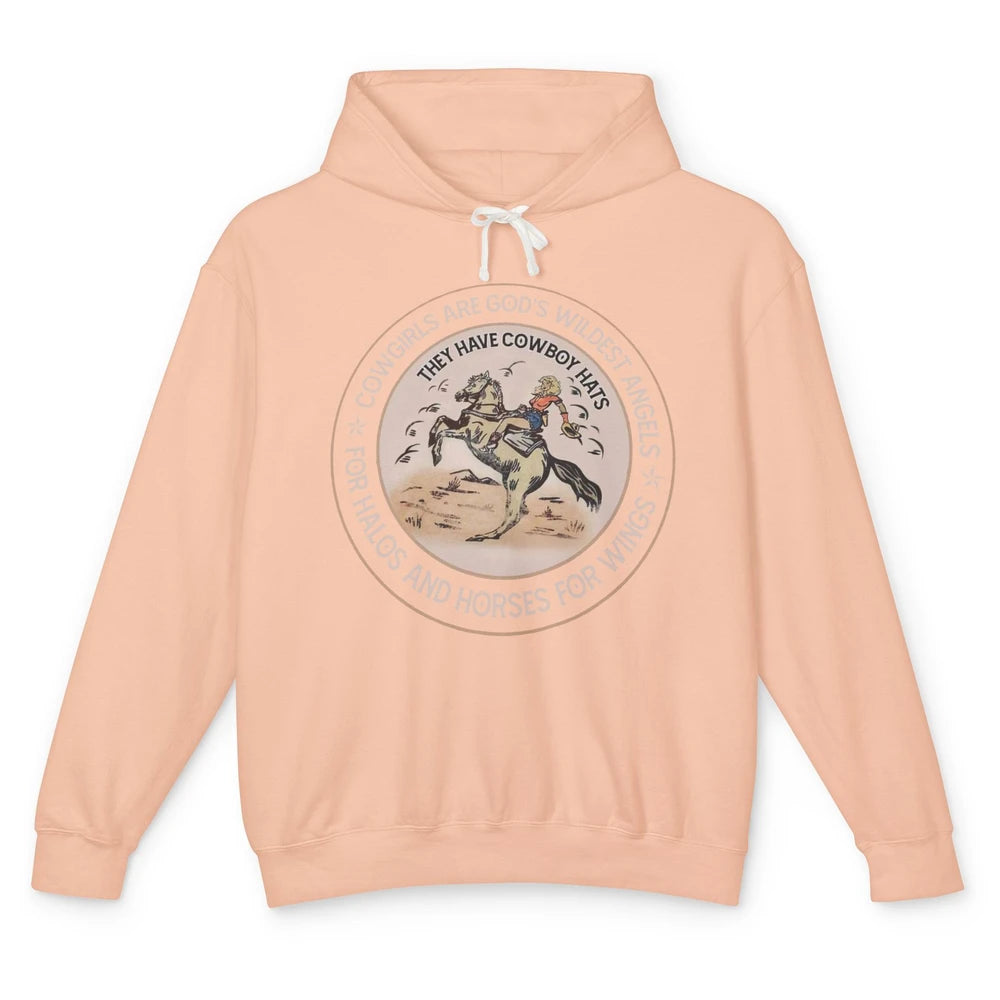 Retro Cowgirls Are God's Wildest Angel Western Country Rodeo Unisex Lightweight Hoodie