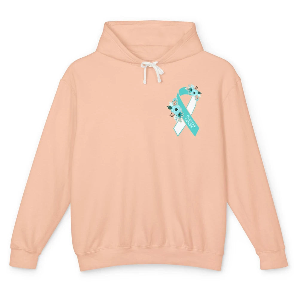 Ovarian Cancer Awareness Support Turquoise Ribbon Pocket Sz Unisex Lightweight Hoodie