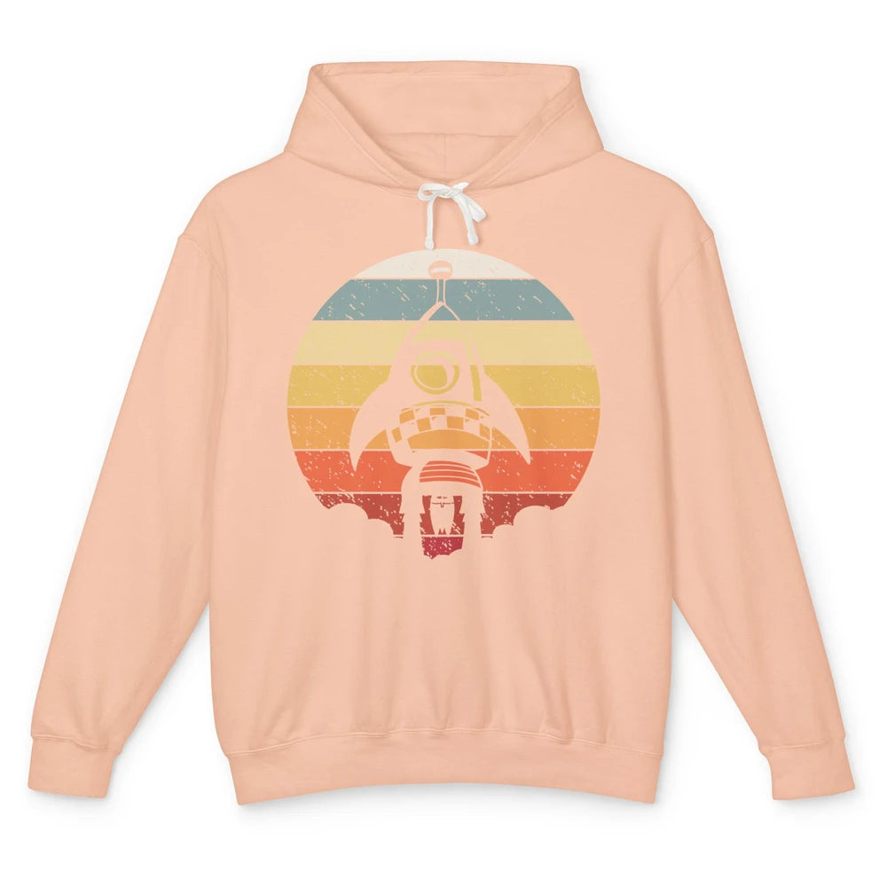Retro Astronaut Spaceship Spacecraft Spaceman Rocket Launch Unisex Lightweight Hoodie