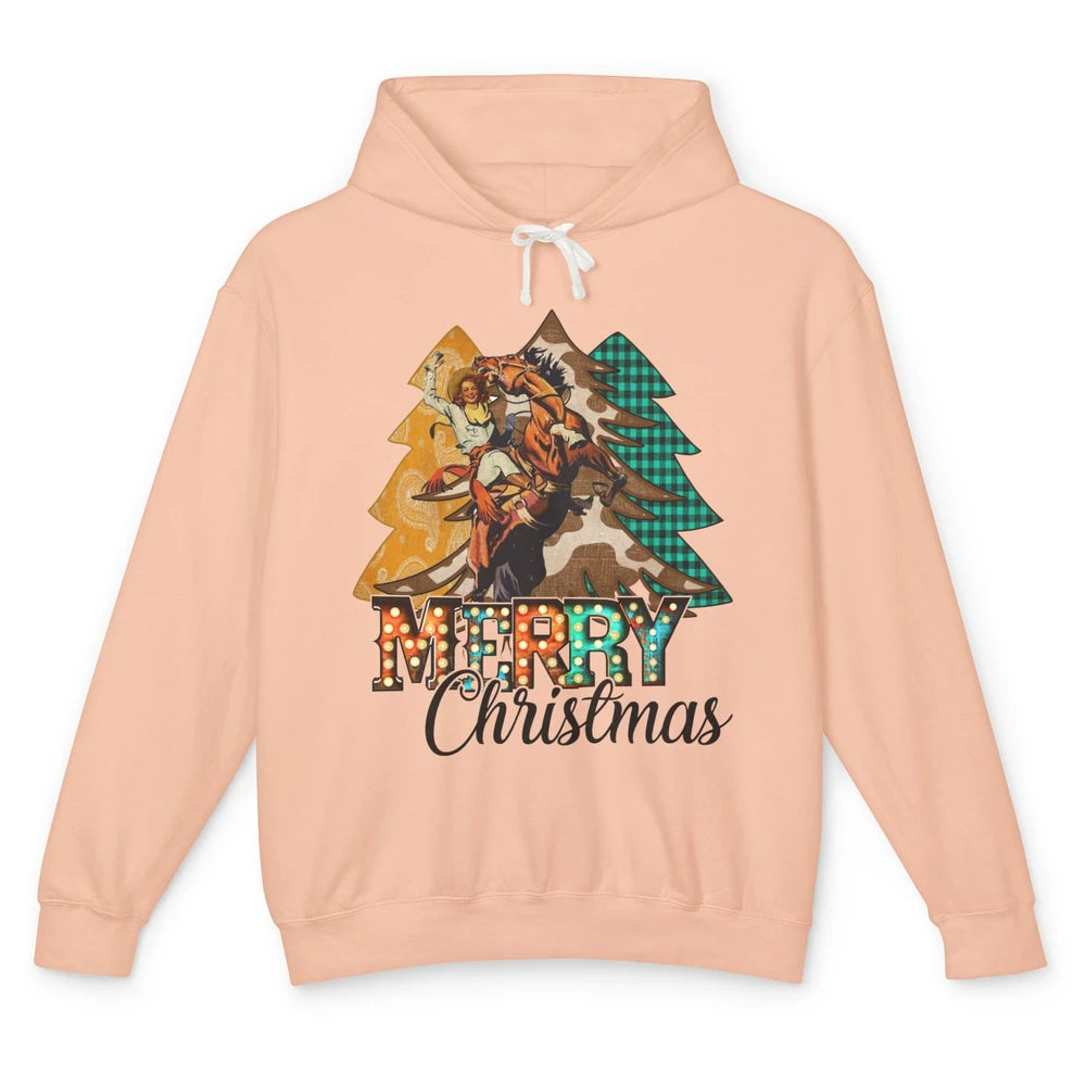 Rodeo Mom Cowgirl Christmas Tree Western Country Cowboy Gift Unisex Lightweight Hoodie