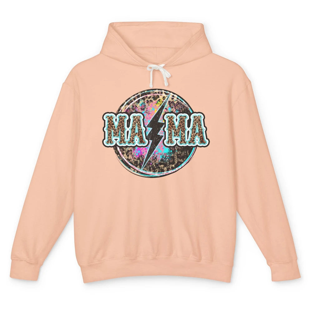 Retro Leopard Mama Lightning Bolt Western Country Bad Moms Unisex Lightweight Hoodie