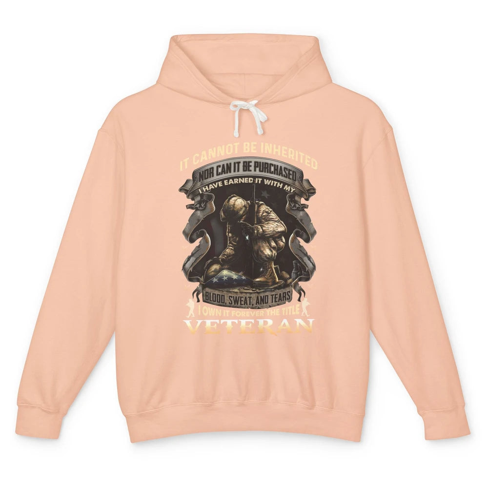 Proud American Veteran It Can't Be Heritated US Soldier Gift Unisex Lightweight Hoodie