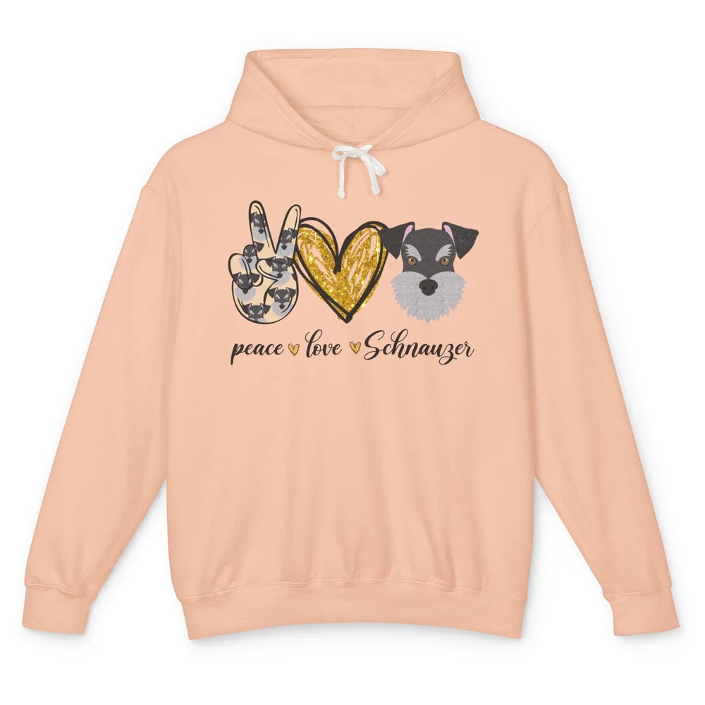 Peace Love Schnauzer Dog Lover Schnauzer Dad Mom Gift Unisex Lightweight Hoodie