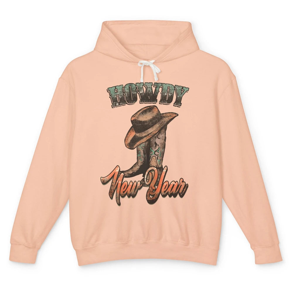 Retro Cowboy Boots Hat Howdy New Year Western New Year Unisex Lightweight Hoodie