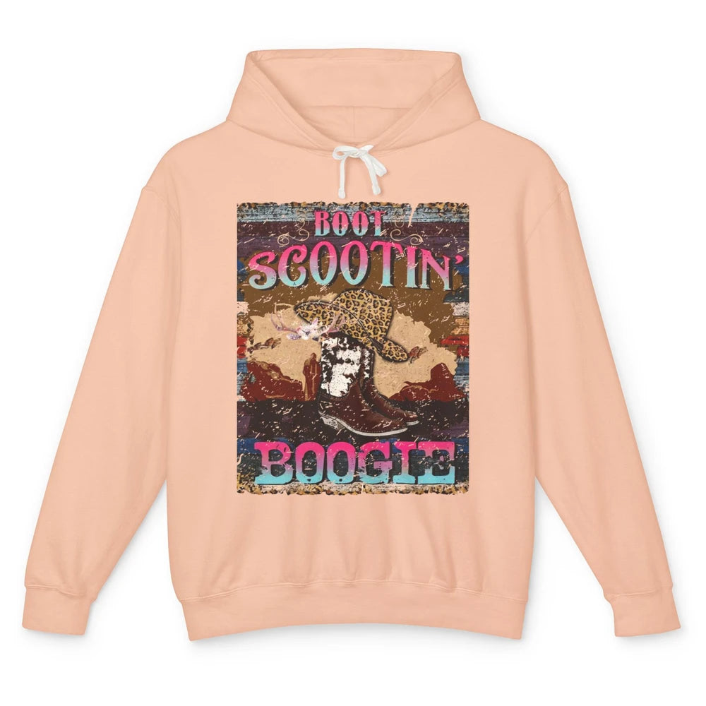 Leopard Cowboy Boots Hat Boot Scootin Boogie Western Country Unisex Lightweight Hoodie
