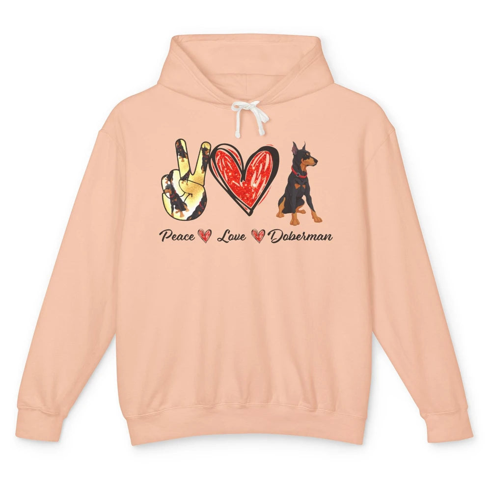 Peace Love Doberman Doberman Mom Dog Lovers Gift Unisex Lightweight Hoodie