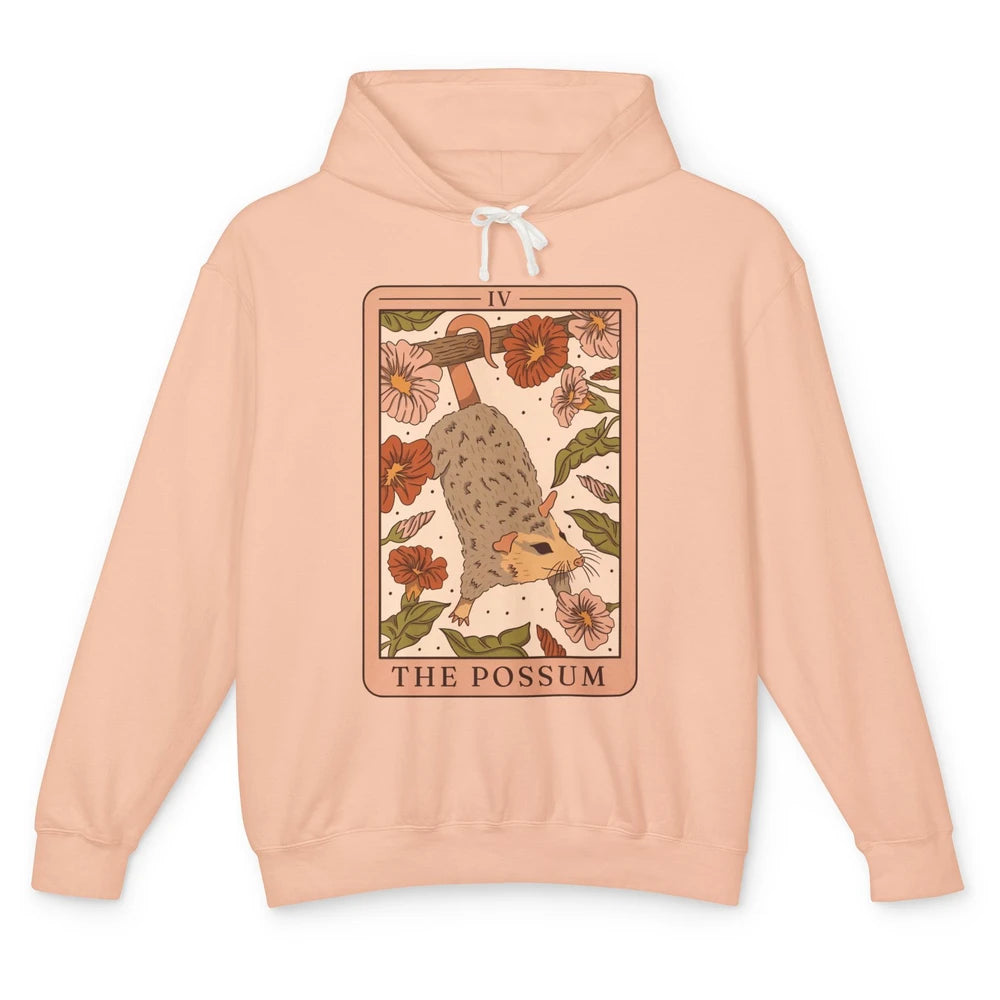 Possum Tarot Card Floral Possum Cat Lovers Team Trash Unisex Lightweight Hoodie