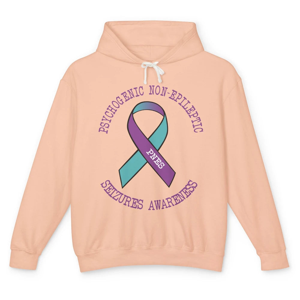 Psychogenic Non-epileptic Seizures PNES Purple Teal Ribbon Unisex Lightweight Hoodie