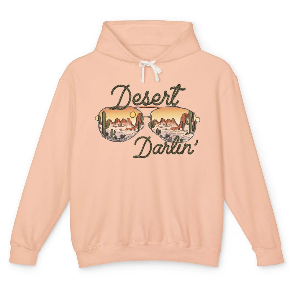 Retro Desert Darling Cactus Glasses Western Country Cowboy Unisex Lightweight Hoodie