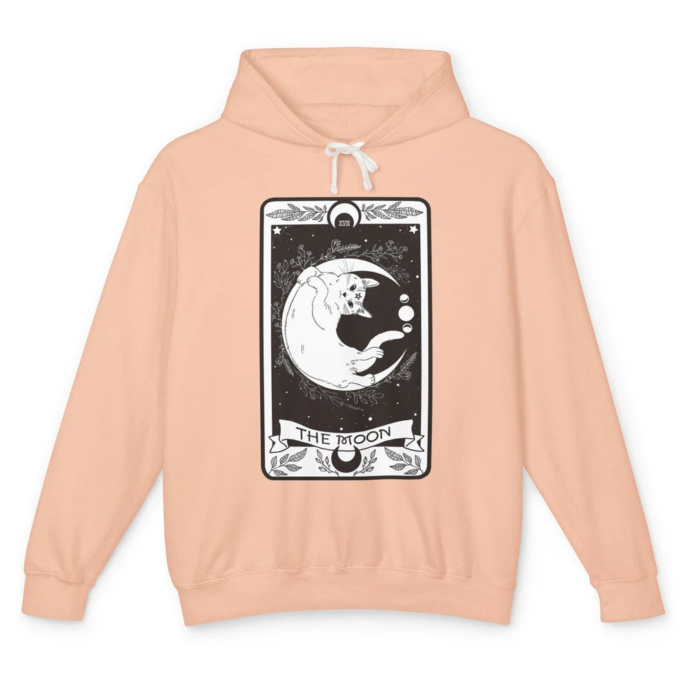 Retro Halloween Gothic Cat The Moon Tarot Card Witchcraft Unisex Lightweight Hoodie