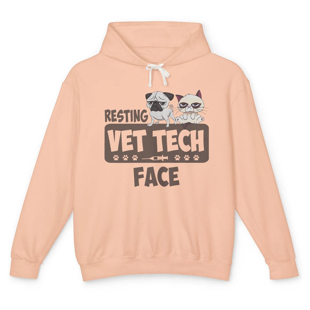 Resting Vet Tech Animal Face Nurse Veterinarian Dog Cat Paw Unisex Lightweight Hoodie