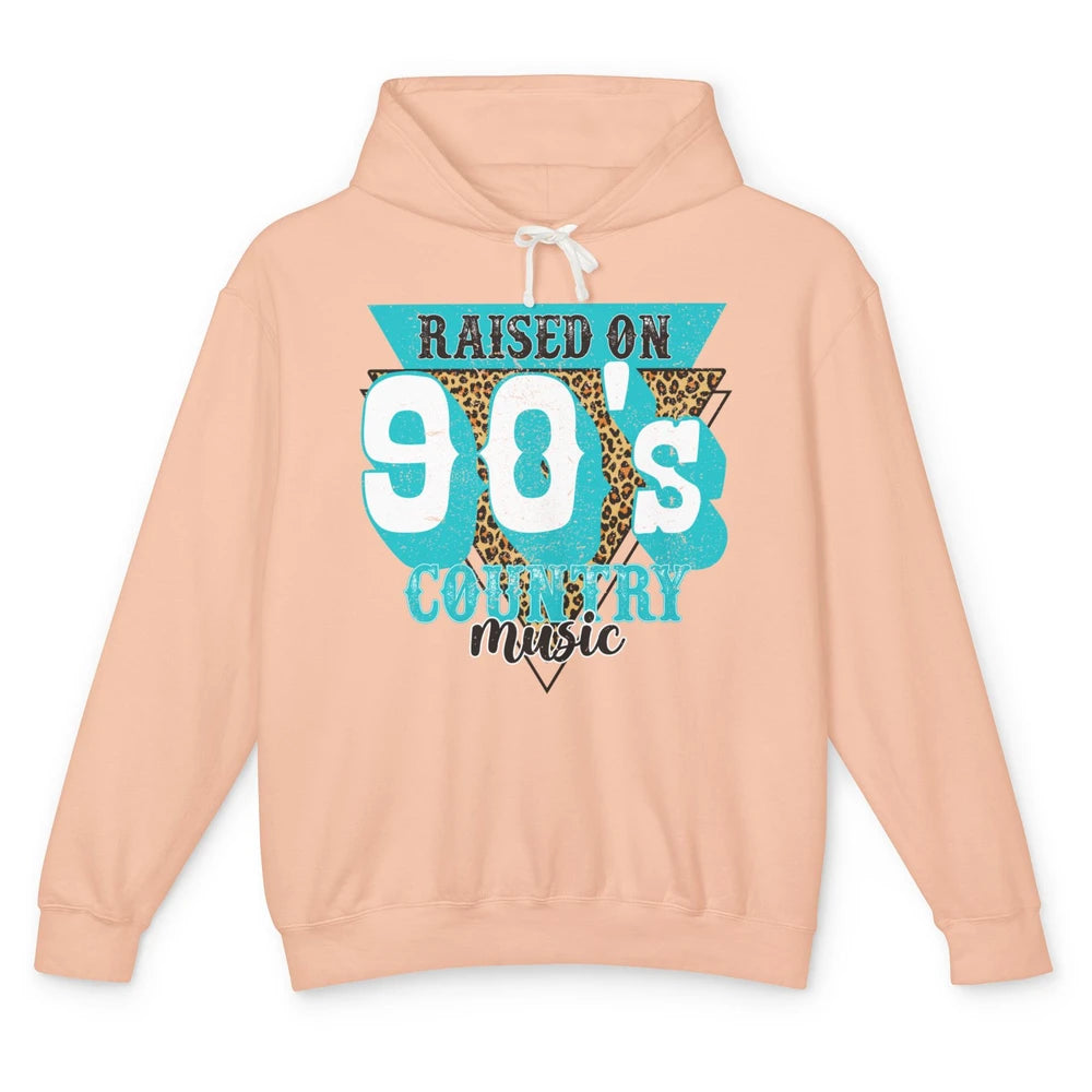Retro Leopard Raised On 90s Country Music Western Cowgirl Unisex Lightweight Hoodie