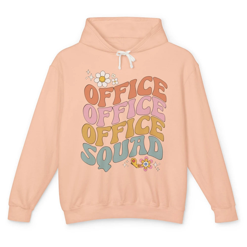 Retro Office Squad Hippie Groovy Office Staff Positive Mind Unisex Lightweight Hoodie