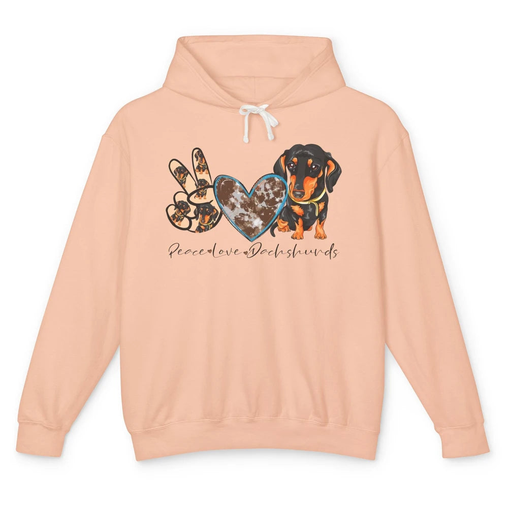 Peace Love Dachshund Dog Mom Dachshund Lovers Wiener Mom Unisex Lightweight Hoodie