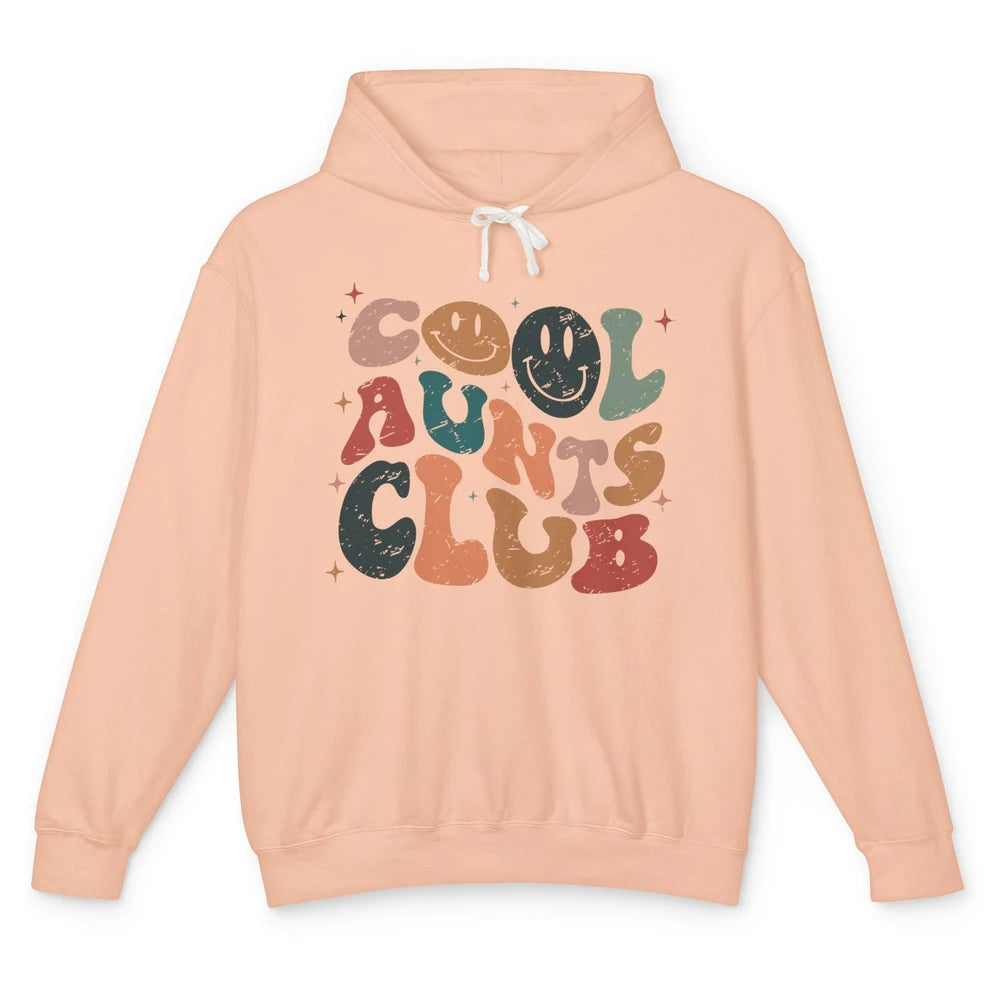 Retro Cool Aunts Club Funny Smiling Face Auntie Sister Gift Unisex Lightweight Hoodie