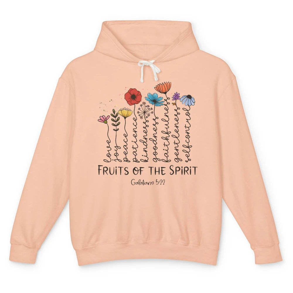 Flower Christian Fruits Of The Spirit Bible Verse Religious Unisex Lightweight Hoodie
