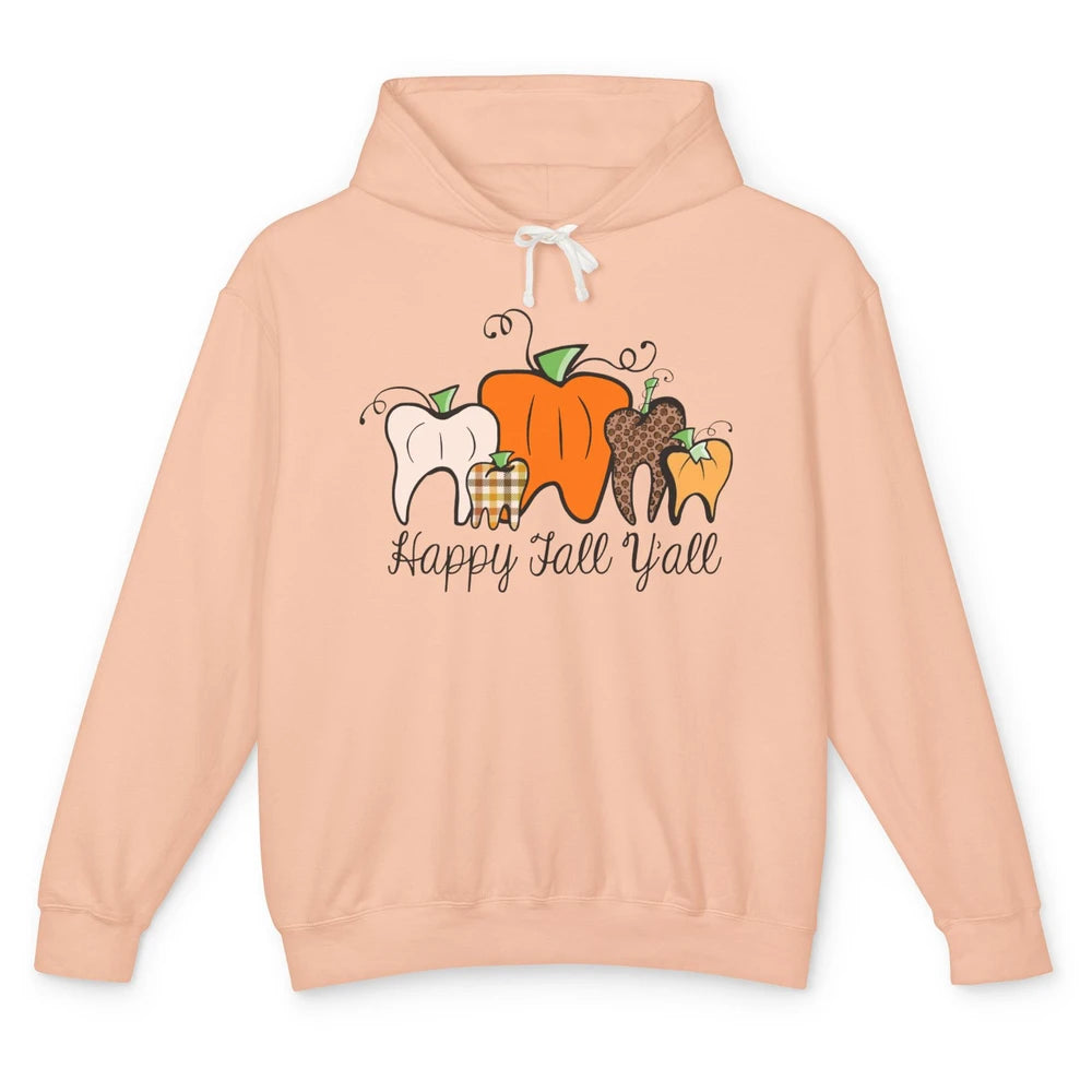Funny Dentist Happy Fall Yall Pumpkin Teeth Dental Halloween Unisex Lightweight Hoodie