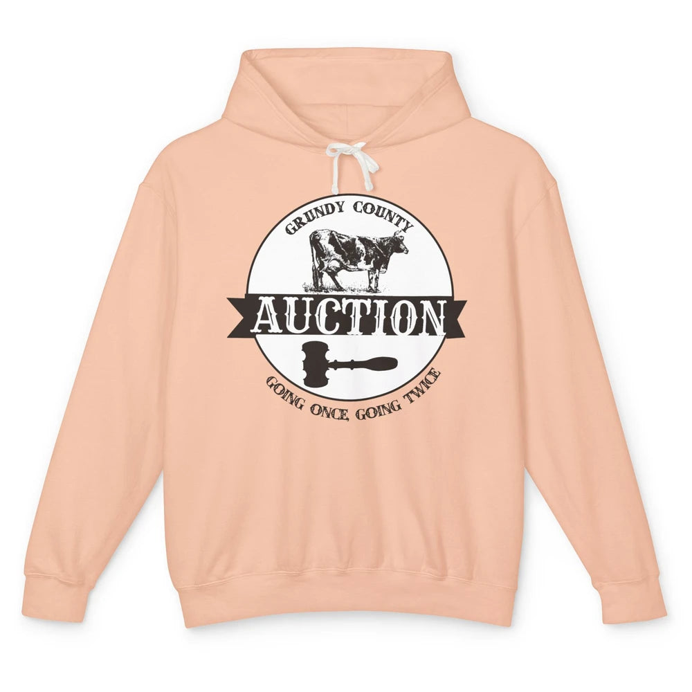 Retro Cow Cattle Grundy County Auction Western Country Farm Unisex Lightweight Hoodie