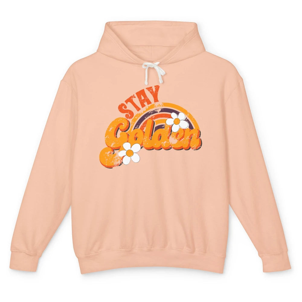 Retro Daisy Rainbow Stay Golden Summer Vintage Positive Life Unisex Lightweight Hoodie