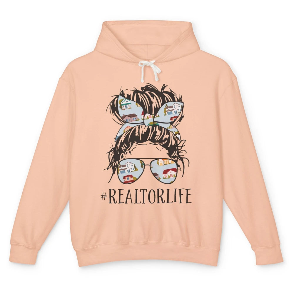 Realtor Life Messy Bun Real Estate Agent Housing Investment Unisex Lightweight Hoodie