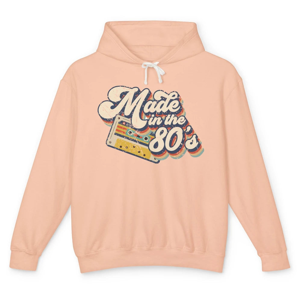 Retro Cassette Made In The 80's 1980s Born Birthday Day Gift Unisex Lightweight Hoodie