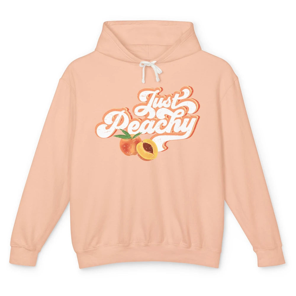 Retro Just Peachy Retro 70s Georgia Peaches Summer Fruit Unisex Lightweight Hoodie