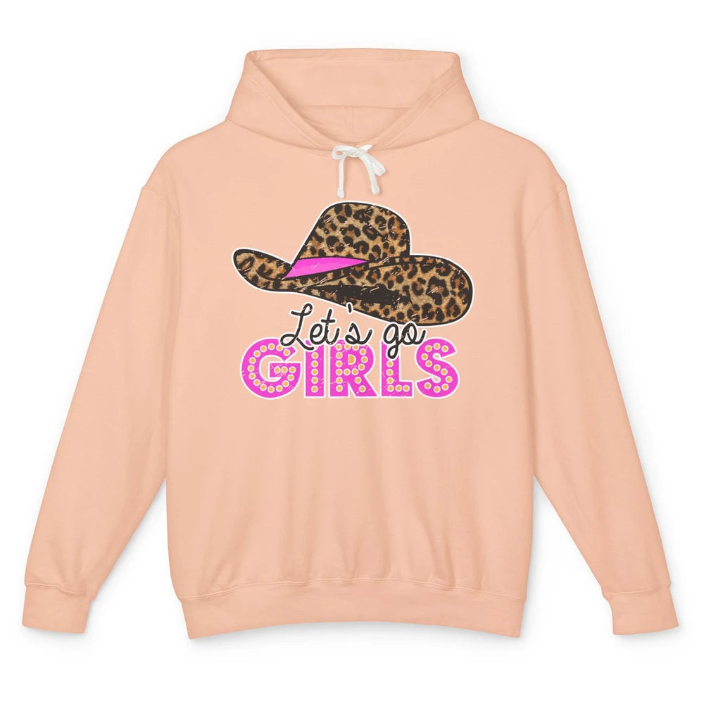 Vintage Leopard Cowgirl Hat Let's Go Girls Western Country Unisex Lightweight Hoodie