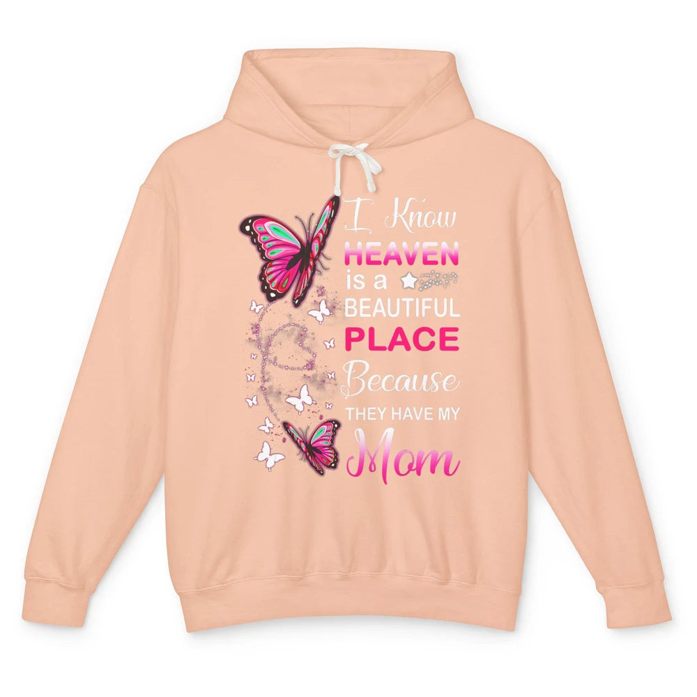 My Mom In Heaven Angel Wings Mother Memories Butterflies Unisex Lightweight Hoodie