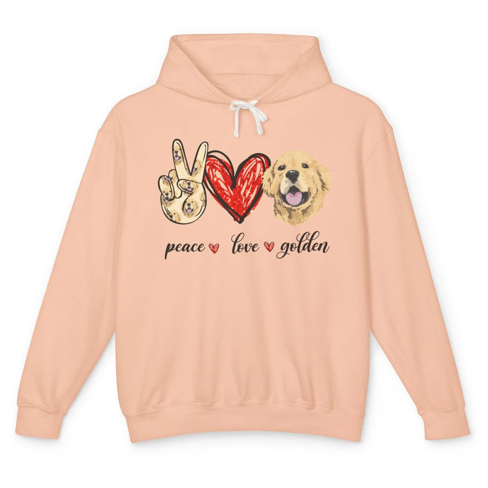 Peace Love Golden Dog Lover Golden Retriever Dad Mom Gift Unisex Lightweight Hoodie