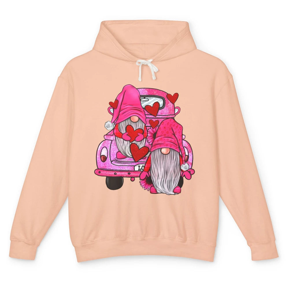 Pink Gnomes Truck Valentines Loads Of Love Western Valentine Unisex Lightweight Hoodie