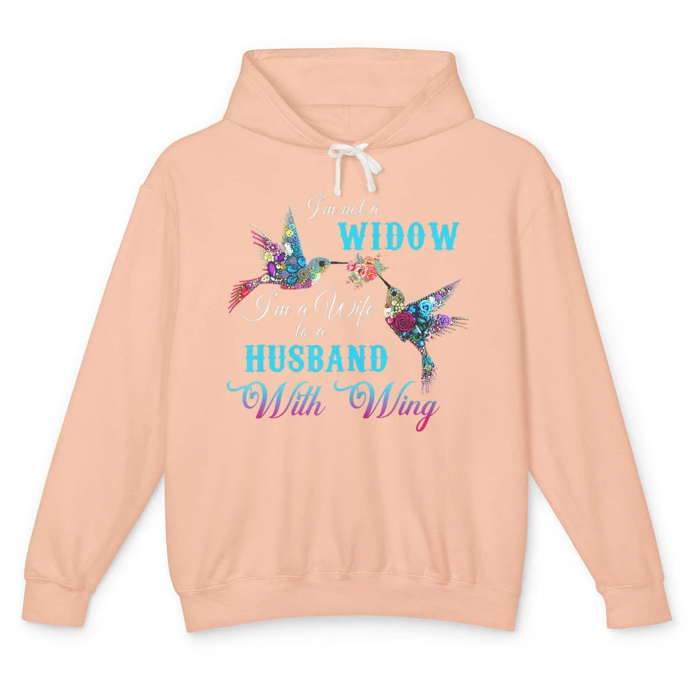 Not Widow Wife Of Husband In Heaven Angel With Wings Birds Unisex Lightweight Hoodie