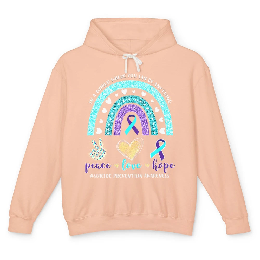 Peace Hope Love Rainbow Suicide Prevention Awareness Month Unisex Lightweight Hoodie