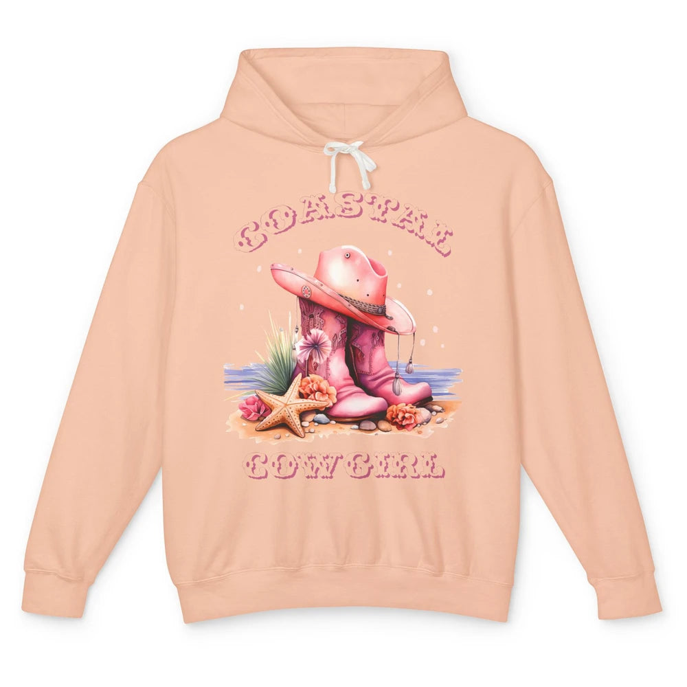Retro Cowgirl Boots Coastal Cowgirl Western Country Beach Unisex Lightweight Hoodie