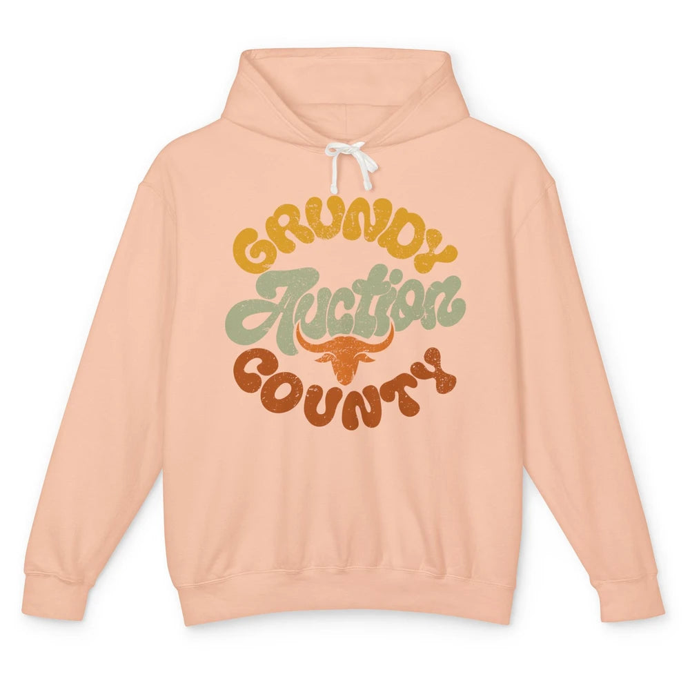 Retro Cow Cattle Grundy County Auction Western Country Farm Unisex Lightweight Hoodie