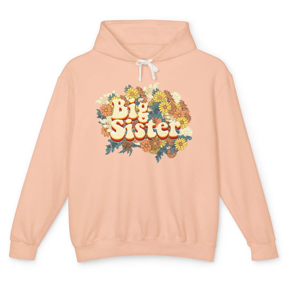 Retro Floral Big Sister Siblings Little Sister Gift Unisex Lightweight Hoodie