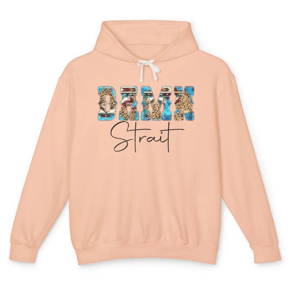 Leopard Turquoise Damn Strait Western Country Music Cowboy Unisex Lightweight Hoodie