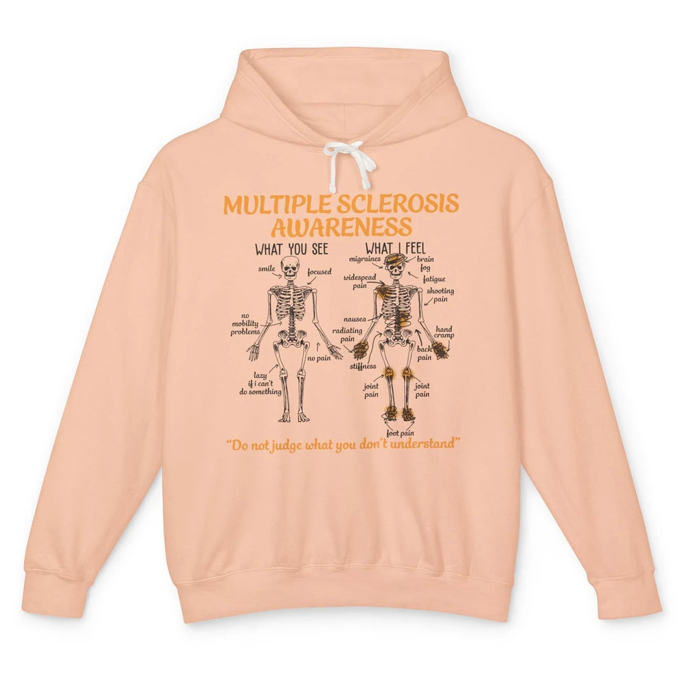 Multiple Sclerosis Awareness Skeleton What You See I Feel Unisex Lightweight Hoodie