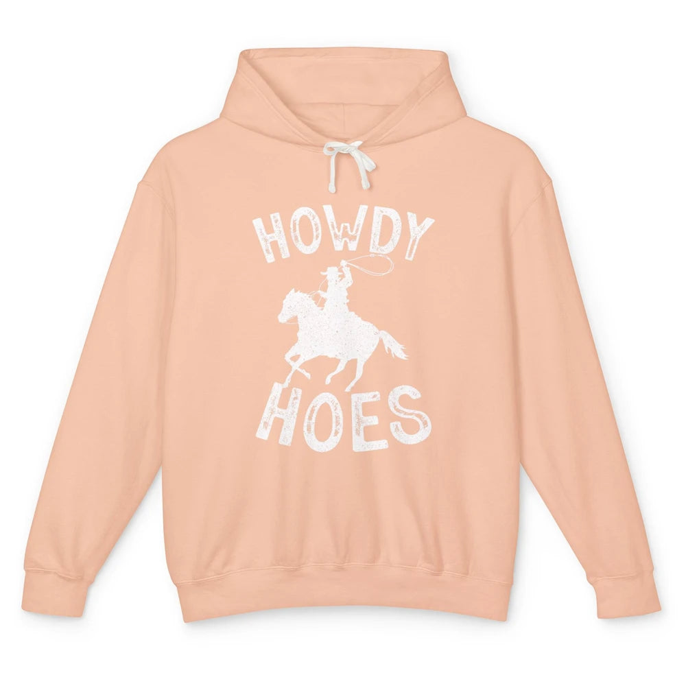 Retro Howdy Hoes Funny Cowboy Riding Horse Vintage Western Unisex Lightweight Hoodie