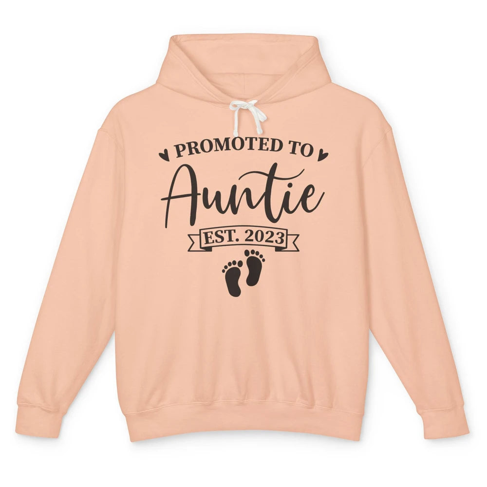 Promoted To Auntie Est 2023 Auntie To Be Baby Reveal Gift Unisex Lightweight Hoodie