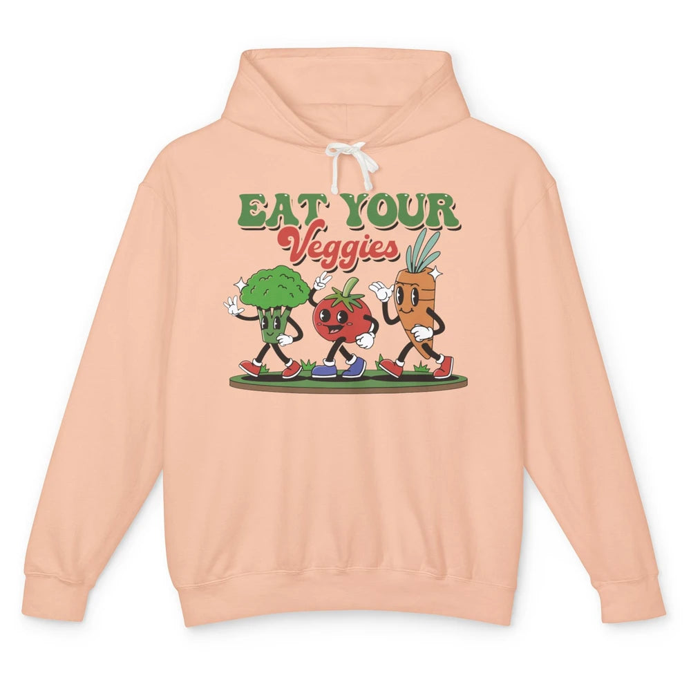 Retro Farm Fruit Eat Your Veggies Gardening Vegan Farmer Unisex Lightweight Hoodie
