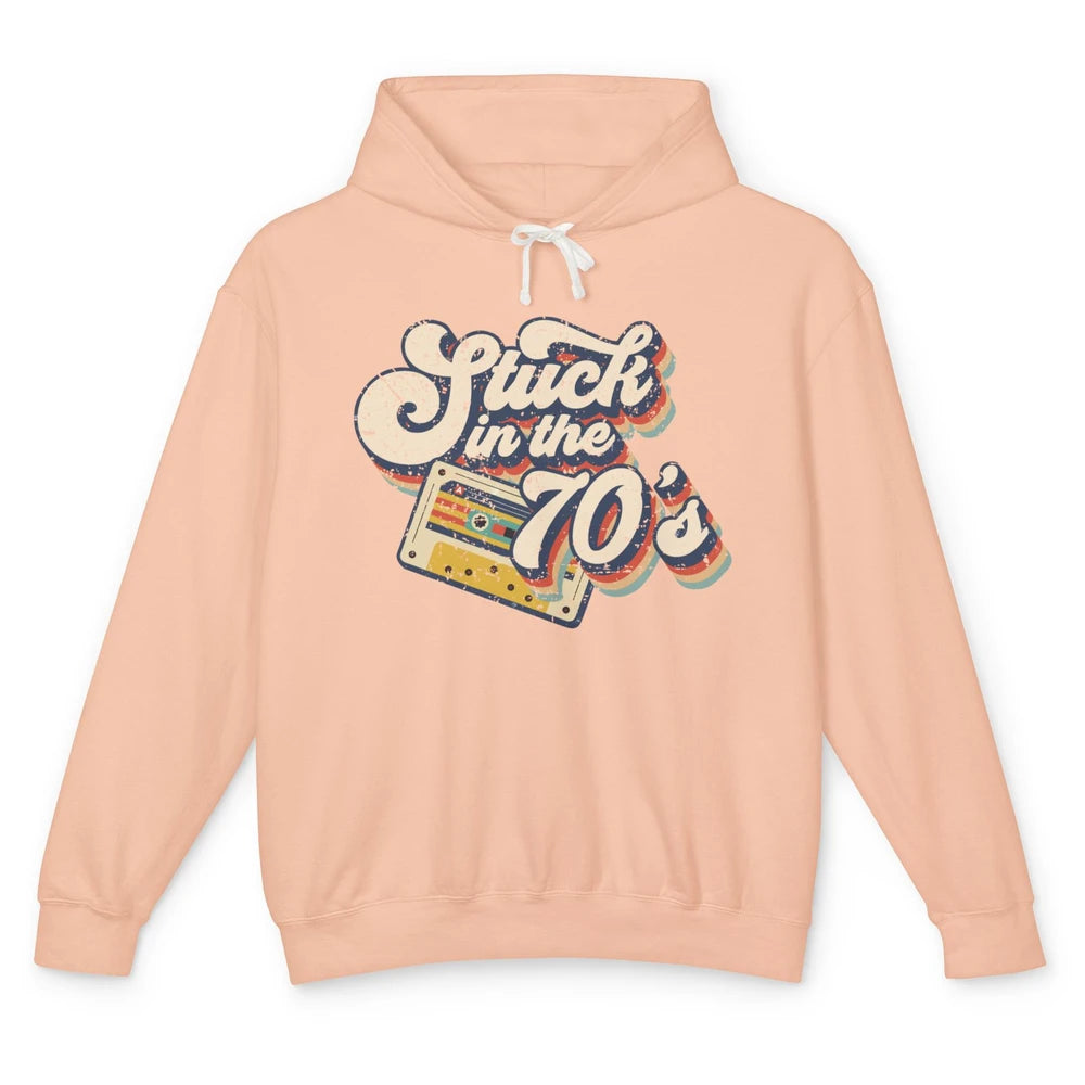 Retro Cassette Stuck In The 70s 1970s Born Birthday Day Gift Unisex Lightweight Hoodie