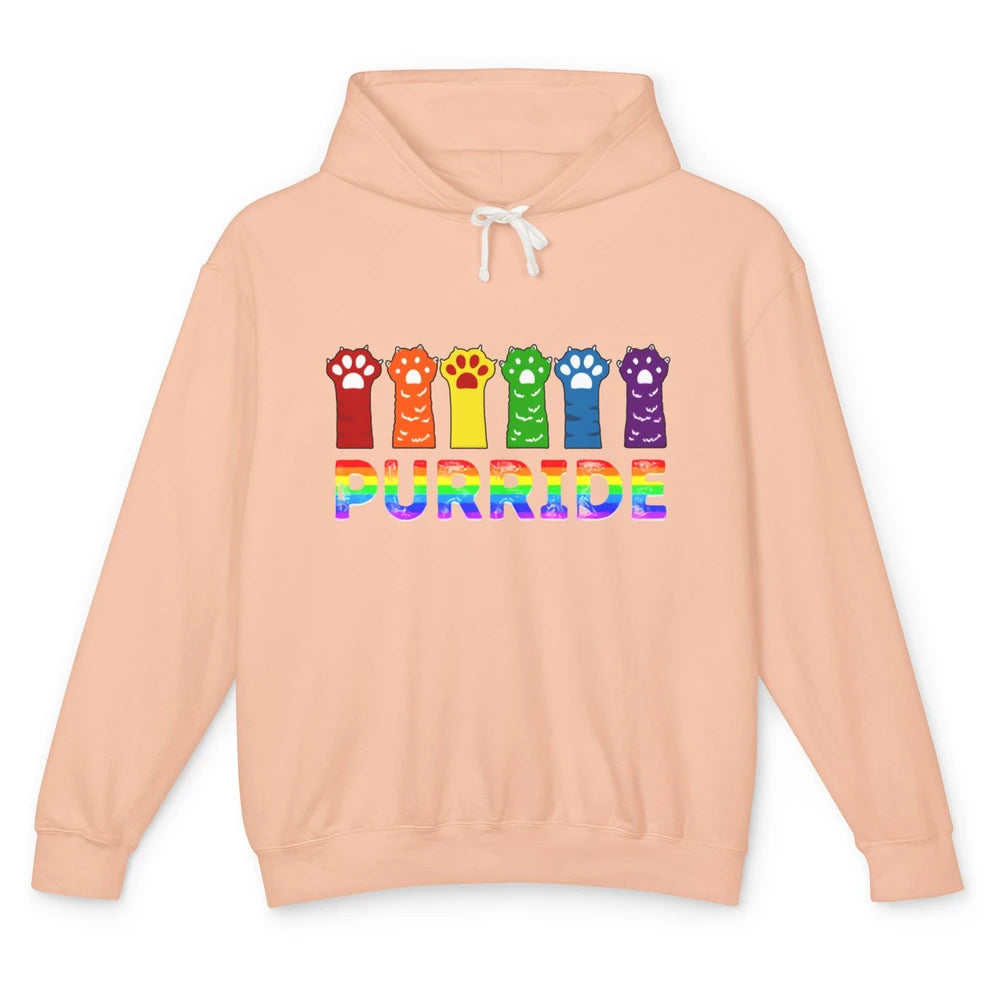 Purride Funny Cat Lover LGBT Pride Awareness Gift LGBT Month Unisex Lightweight Hoodie