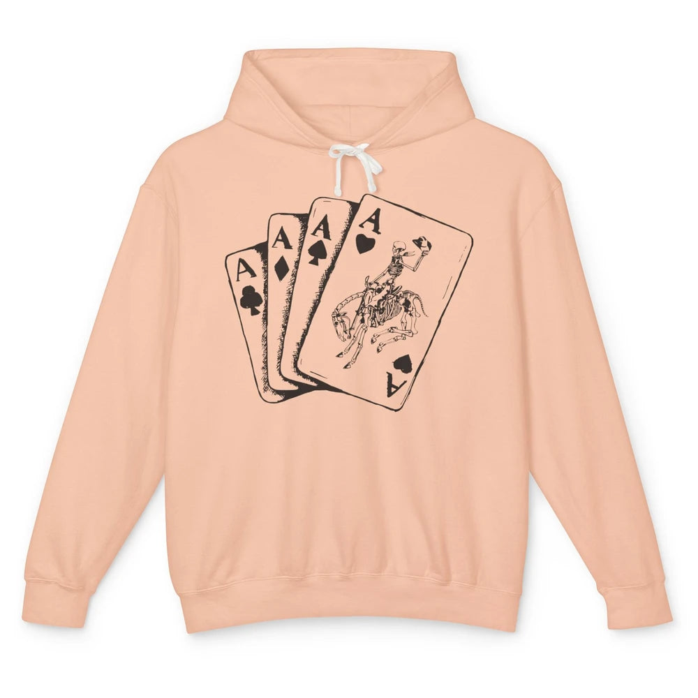 Skeleton Cowboy Horsing Playing Cards Western Cowboy Rodeo Unisex Lightweight Hoodie
