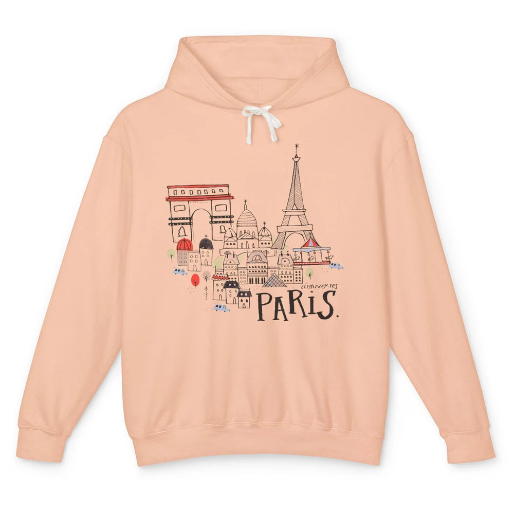 Paris Eiffel Tower Travel France Gift Paris Skyline Unisex Lightweight Hoodie