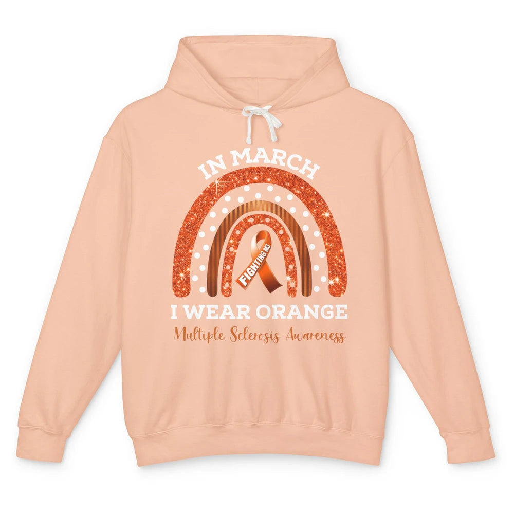 Multiple Sclerosis Awareness In March We Wear Orange Rainbow Unisex Lightweight Hoodie