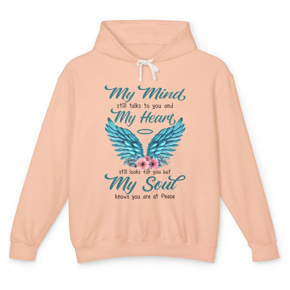 Mom Dad In Heaven My Minds Still Talks To You Memorial Gift Unisex Lightweight Hoodie
