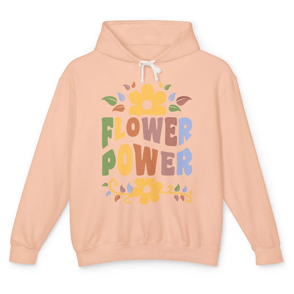Retro 60s Groovy Flower Power 1960s Hippie Floral Positive Unisex Lightweight Hoodie
