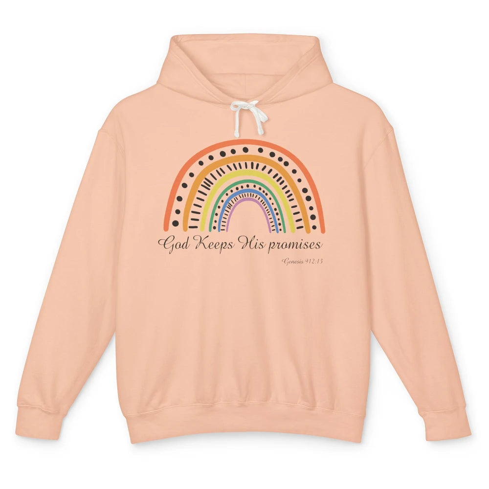 Retro Rainbow God Keeps His Promises Christian Religious Unisex Lightweight Hoodie
